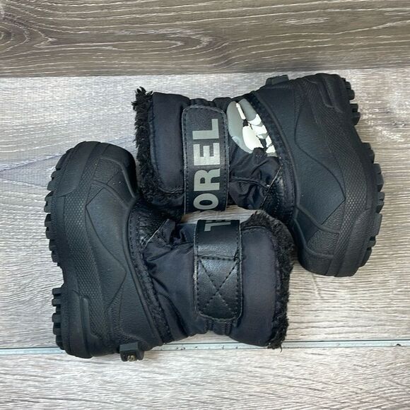 Sorel Snow Commander Warm Waterproof Black White Toddler Size 5 Fur Lined Boots - Picture 10 of 11